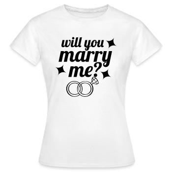 Demande en mariage Fiançailles | Demande de mariage - T-shirt Femme - blanc - Devant - AI Model Female 172 dark (172cm)