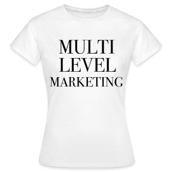 MLM Multi level Marketing Distribution Distribution - T-shirt Femme - blanc - Devant - AI Model Female 172 dark (172cm)