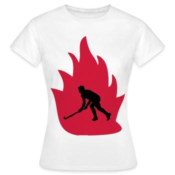 Unihockey Feuer - Frauen T-Shirt - Weiß - Vorne - AI Model Female 172 dark (172cm)