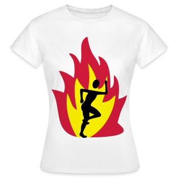 Läufer Flamme - Frauen T-Shirt - Weiß - Vorne - AI Model Female 172 dark (172cm)