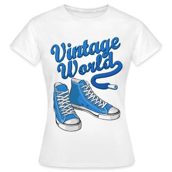 Baskets bleu cru - T-shirt Femme - blanc - Devant - AI Model Female 172 dark (172cm)