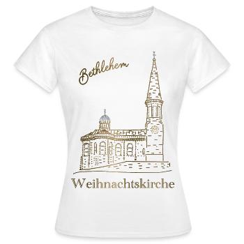 Weihnachtskirche Bethlehem, handgezeichnet - Frauen T-Shirt - Weiß - Vorne - AI Model Female 172 dark (172cm)