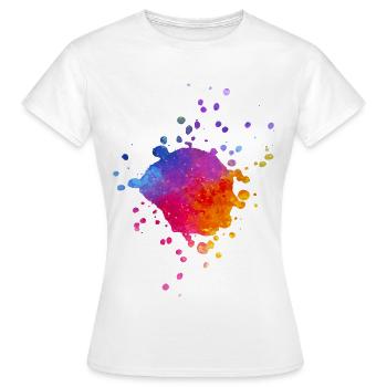 Éclaboussures de peinture colorées - Peinture à l’aquarelle dégradée - T-shirt Femme - blanc - Devant - AI Model Female 172 dark (172cm)