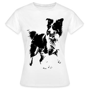 chien de race border collie - T-shirt Femme - blanc - Devant - AI Model Female 172 dark (172cm)