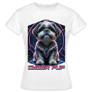 Cyber Pup Shih Tzu Dog - Women's T-Shirt - white - Front - AI Model Female 172 dark (172cm)