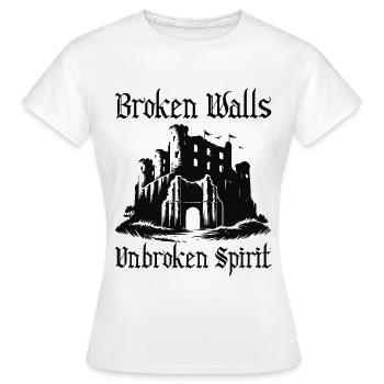 Ruinen Design – Unbroken Spirit - Frauen T-Shirt - Weiß - Vorne - AI Model Female 172 dark (172cm)