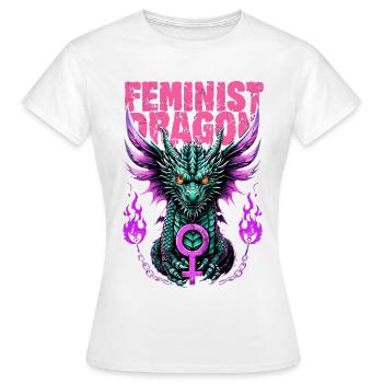Chemise Dragon Féministe Féminisme Cadeau - T-shirt Femme - blanc - Devant - AI Model Female 172 dark (172cm)