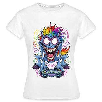 Licorne folle de jeu avec manette Gamer - T-shirt Femme - blanc - Devant - AI Model Female 172 dark (172cm)