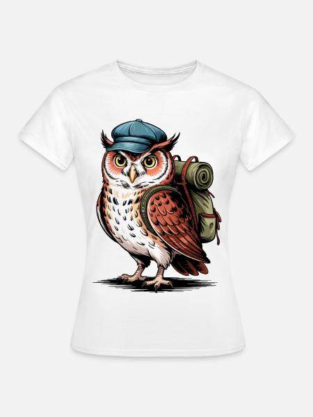 Abenteuer Eule mit Rucksack - Frauen T-Shirt - Weiß
