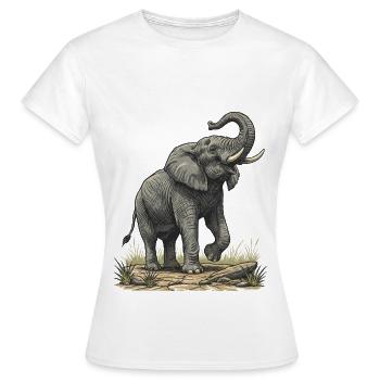 Majestic Elephant Vintage Safari - Women's T-Shirt - white - Front - AI Model Female 172 dark (172cm)