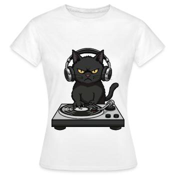 Turntable Cat Chat DJ Vinyle - T-shirt Femme - blanc - Devant - AI Model Female 172 dark (172cm)