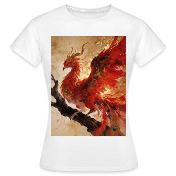Le Cœur du Phénix : Flamme Éternelle - T-shirt Femme - blanc - Devant - AI Model Female 172 dark (172cm)