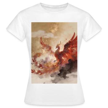  L'Apothéose du Phénix : Harmonie Cosmique - T-shirt Femme - blanc - Devant - AI Model Female 172 dark (172cm)
