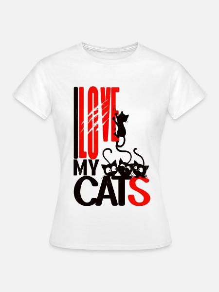 I love my cats – Katzenliebe - Frauen T-Shirt - Weiß
