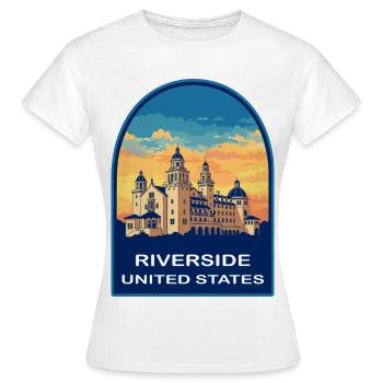 Riverside California Mission Inn Retro Travel Badg - Women's T-Shirt - white - Front - AI Model Female 172 dark (172cm)