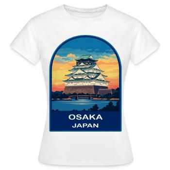 Osaka Castle Japan Retro Sonnenuntergang Reiseabzeichen - Frauen T-Shirt - Weiß - Vorne - AI Model Female 172 dark (172cm)