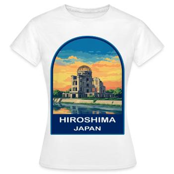 Hiroshima Dome Japan Retro Sonnenuntergangs-Reiseabzeichen - Frauen T-Shirt - Weiß - Vorne - AI Model Female 172 dark (172cm)