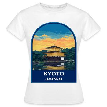 Kyoto Golden Pavilion Japan Retro Sonnenuntergangsabzeichen - Frauen T-Shirt - Weiß - Vorne - AI Model Female 172 dark (172cm)