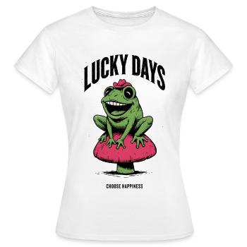Lucky frog on mushroom hat - Women's T-Shirt - white - Front - AI Model Female 172 dark (172cm)