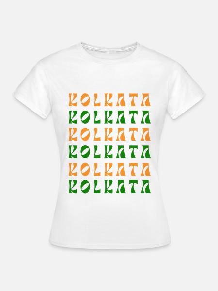 Kolkata-Mosaik in Safran und Smaragd - Frauen T-Shirt - Weiß