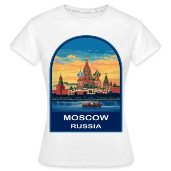 Moscow Russia Saint Basils Retro Sunset Badge - Women's T-Shirt - white - Front - AI Model Female 172 dark (172cm)