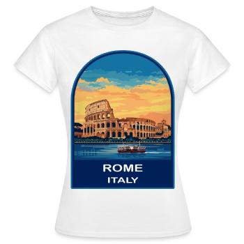 Rom, Italien, Kolosseum Retro Sonnenuntergangs-Reiseabzeichen - Frauen T-Shirt - Weiß - Vorne - AI Model Female 172 dark (172cm)