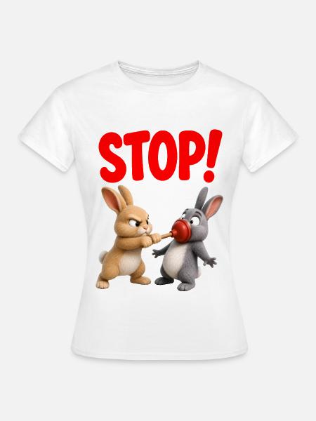 Stop! Rabbits in warning - Women's T-Shirt - white