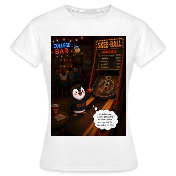 Beak contre Fudge U – Champion du barreau universitaire Penguin - T-shirt Femme - blanc - Devant - AI Model Female 172 dark (172cm)
