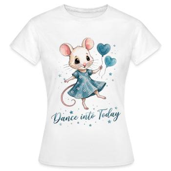 Souris dansante avec des ballons en forme de cœur - T-shirt Femme - blanc - Devant - AI Model Female 172 dark (172cm)