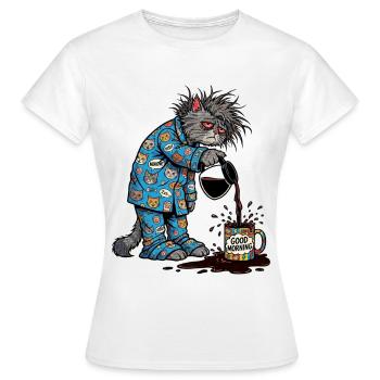 Bonjour Chat - T-shirt Femme - blanc - Devant - AI Model Female 172 dark (172cm)