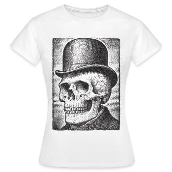 Crâne avec chapeau melon - T-shirt Femme - blanc - Devant - AI Model Female 172 dark (172cm)