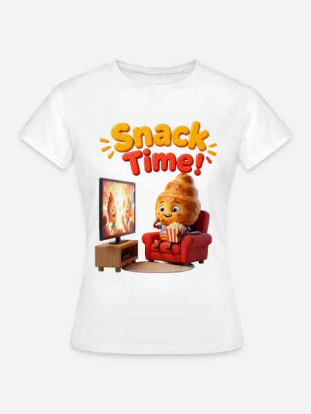 Snackzeit: Croissant im Kino - Frauen T-Shirt - Weiß