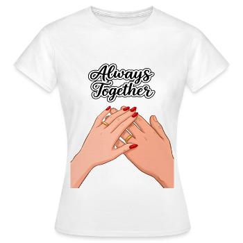 Toujours ensemble : mains avec alliances - T-shirt Femme - blanc - Devant - AI Model Female 172 dark (172cm)