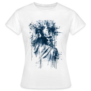 Style larme de la déesse drapée en indigo - T-shirt Femme - blanc - Devant - AI Model Female 172 dark (172cm)