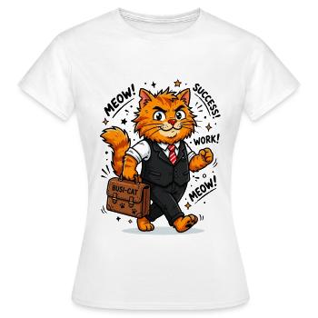  Fleißiger Business-Kater mit Aktentasche - Frauen T-Shirt - Weiß - Vorne - AI Model Female 172 dark (172cm)