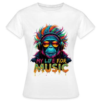Chimpanzé coloré – Ma vie pour la musique - T-shirt Femme - blanc - Devant - AI Model Female 172 dark (172cm)