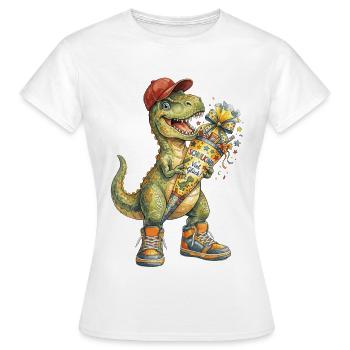 Un T-Rex aquarelle sympa pour la rentrée scolaire - T-shirt Femme - blanc - Devant - AI Model Female 172 dark (172cm)