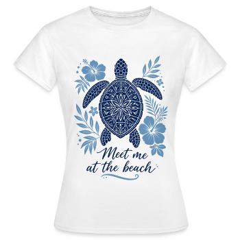 Meet me at the Beach – Schildkröte im Mandala-Stil - Frauen T-Shirt - Weiß - Vorne - AI Model Female 172 dark (172cm)