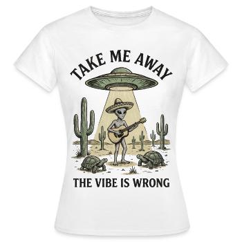 Alien-Gitarrist unter Wüsten-UFO - Frauen T-Shirt - Weiß - Vorne - AI Model Female 172 dark (172cm)