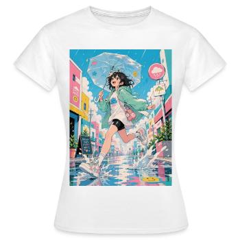 Happy rainy day in pastel colors - Women's T-Shirt - white - Front - AI Model Female 172 dark (172cm)