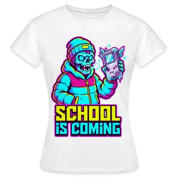 School Is Coming Icy Handheld Console Zombie - Women's T-Shirt - white - Front - AI Model Female 172 dark (172cm)