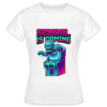School Is Coming Pixel Zombie Arcade Cabinet - Women's T-Shirt - white - Front - AI Model Female 172 dark (172cm)