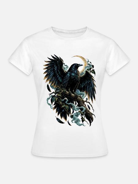 Rabe unter Mondlicht - Frauen T-Shirt - Weiß