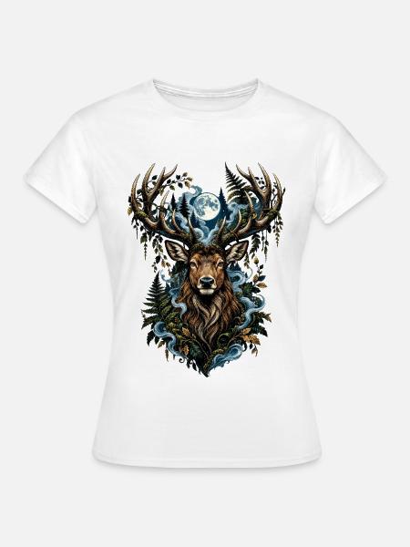 Mondlicht Hirsch - Frauen T-Shirt - Weiß