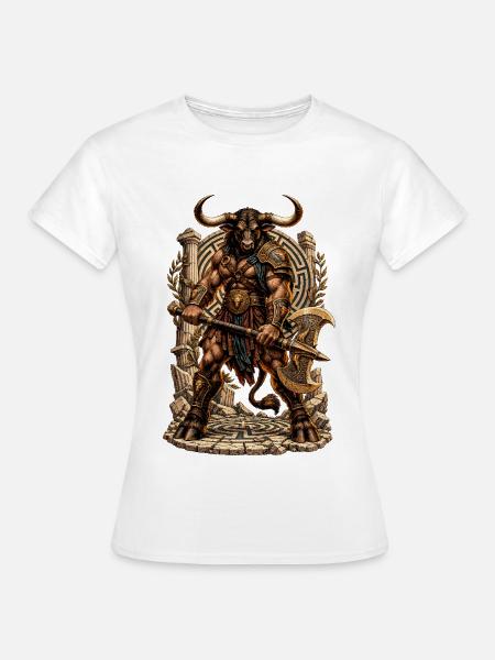 Minotaurus Krieger im Labyrinth - Frauen T-Shirt - Weiß
