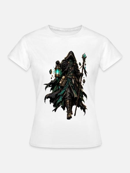 Nachtmagier mit Leuchtlantern - Frauen T-Shirt - Weiß