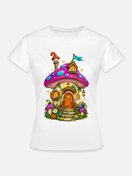 Wunderwald Pilzhäuschen - Frauen T-Shirt - Weiß