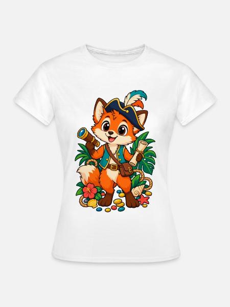 Piratischer Fuchsabenteurer - Frauen T-Shirt - Weiß