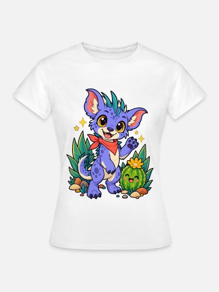 Kawaii Drache am Kaktusfreund - Frauen T-Shirt - Weiß