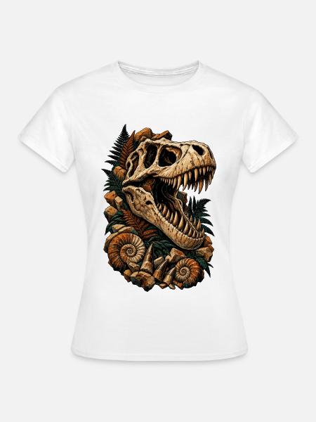 Dinosaurenkopf Fossil-Look - Frauen T-Shirt - Weiß